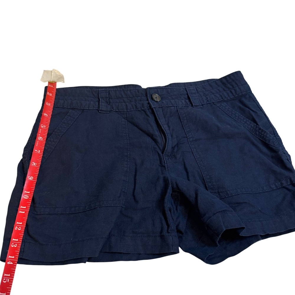 Banana Republic Navy Linen Utility Shorts Women Size 6 Flat Front Pockets